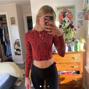 Urban outfitters red / orange cheetah print long sleeve top